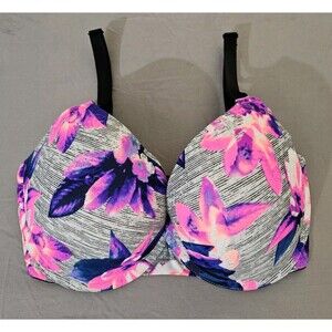 Pink Victoria’s Secret Wear Everywhere Push Up Bra Tropical Floral 32 DDD Beachy